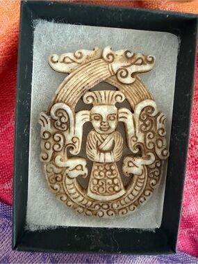 Carved Bone-Style Pendant Necklace/ car mirror/decoration
